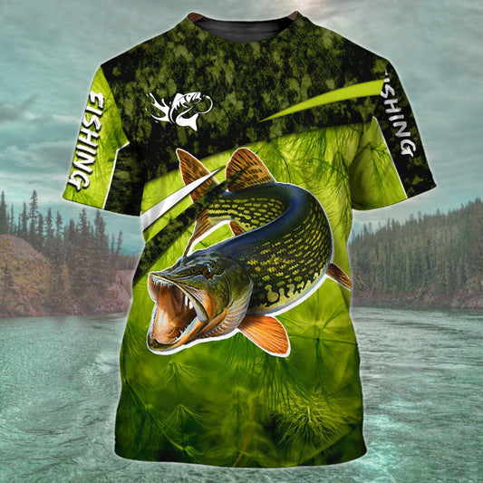 Male Creative Fishing Pattern Printed Short Sleeve