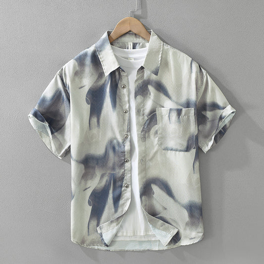 Japanese Trendy Printed Short Sleeve Shirt