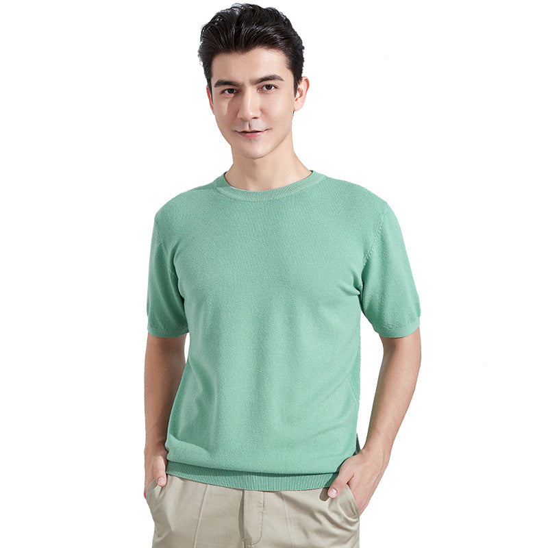 Knitted Short Sleeve Loose T-shirt Pullover Half Sleeve Sweater