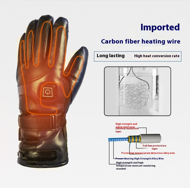 Full Finger Warm Waterproof Motorcycle Outdoor Heating Gloves