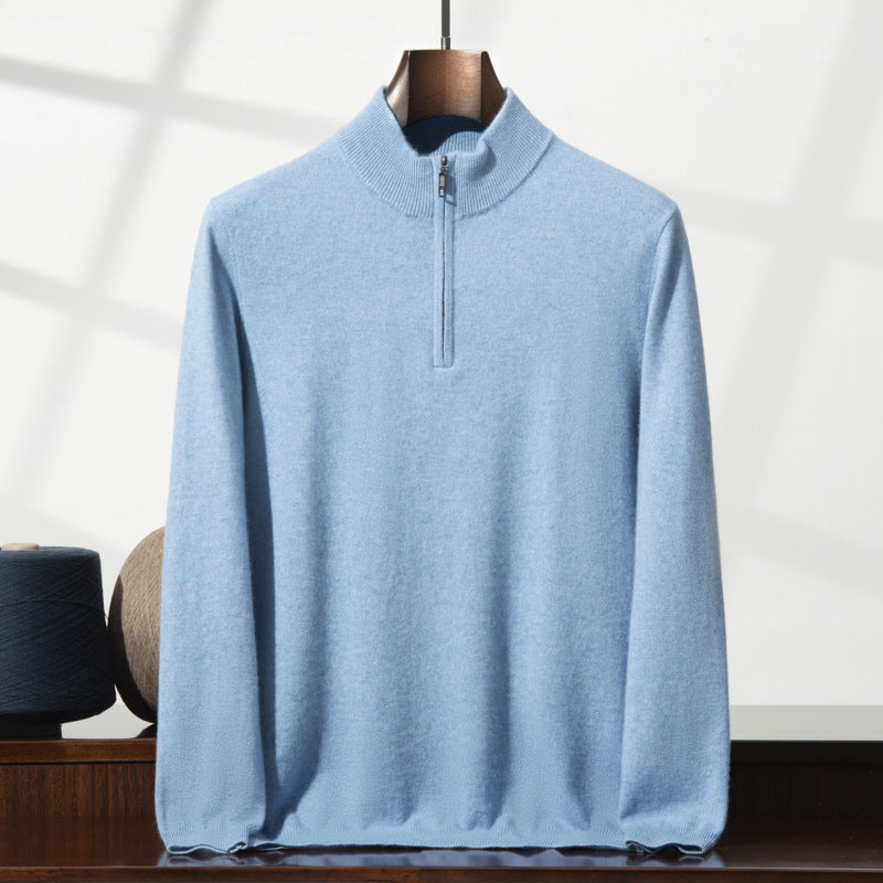 Men's Cashmere Sweater Zip-up Turtleneck Young And Middle-aged