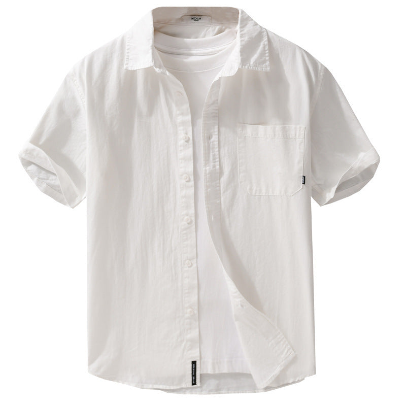 Summer Menswear White Simple Short Sleeve Shirt