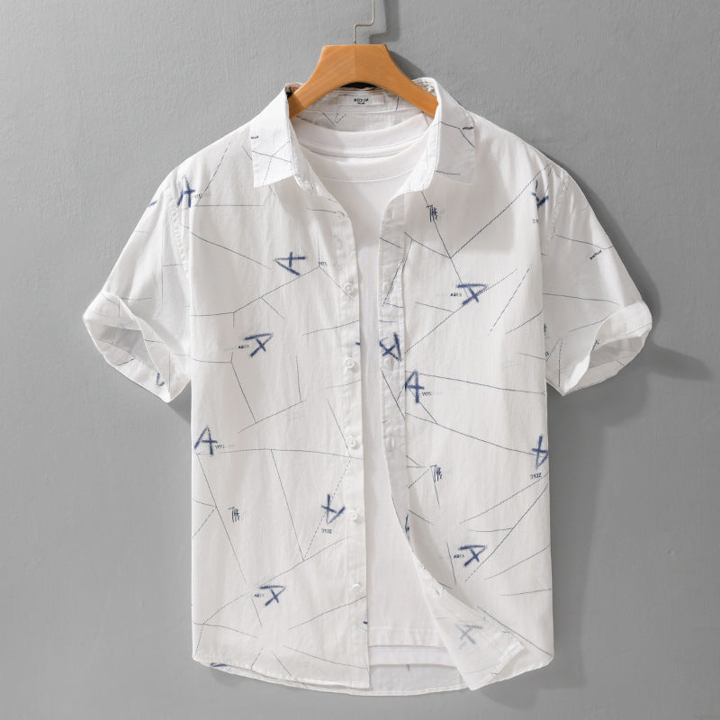 Letter Printed Simple Short Sleeve Shirt