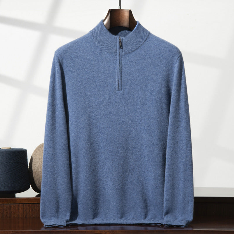 Men's Cashmere Sweater Zip-up Turtleneck Young And Middle-aged